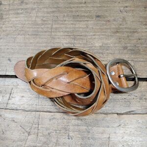American Eagle Outfitters Genuine Leather Brown Belt Size Small Braided Western